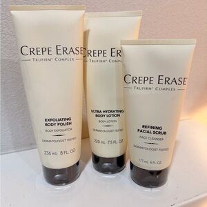 Crepe Erase Skincare Bundle – Body Polish, Body Lotion & Facial Scrub